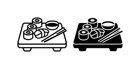 Sushi Set Vector Icons, Japanese Food Illustration, Asian Cuisine Graphics © Kamal