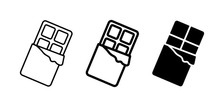 Chocolate Bar Icons, Sweet Treat Vector Graphics, Delicious Food Symbols