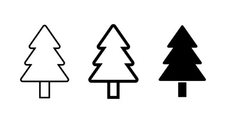 Simple Pine Tree Icons, Vector Graphics, Minimalist Forest Elements © Fahmida