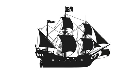 Pirate ship silhouette against a white background © Ambiya