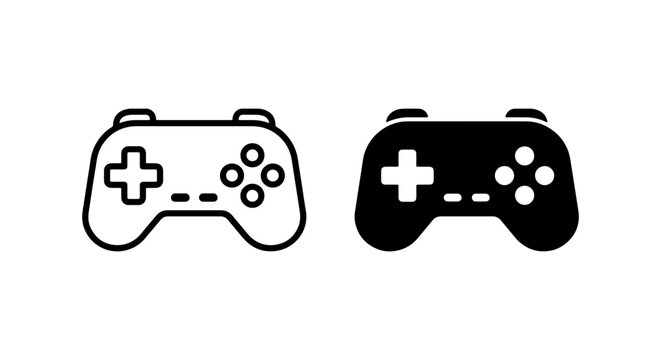 Video Game Controller Icons, Digital Gaming Input Devices, Retro and Modern Play