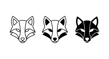 Fototapeta premium Fox Head Icons, Minimalist Animal Graphics, Geometric Wildlife Vector Art