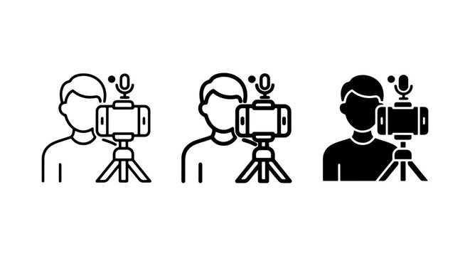 Vlogger Icon Set, Mobile Video Recording, Content Creator Symbols, Social Media