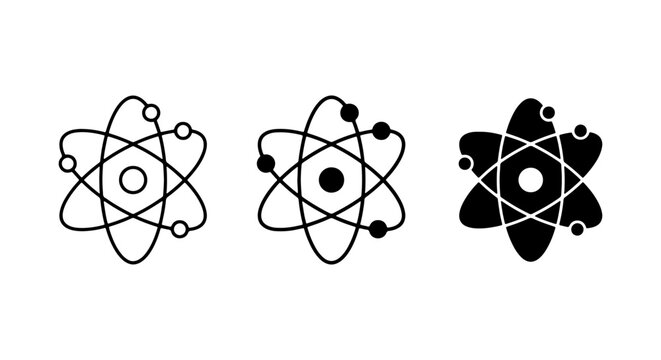 Atomic Structure Icons, Science Symbols, Molecular Models, Vector Graphics