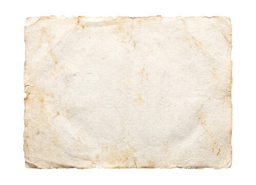 Vintage blank stained paper sheet isolated on transparent background