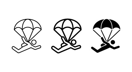 Skydiving Icons, Parachuting Vector Graphics, Extreme Sports Silhouette Set © Shyamal