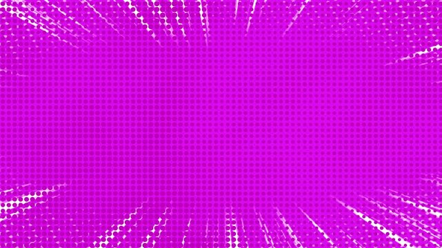 pink purple comic pop art speed lines halftone loop animation background.