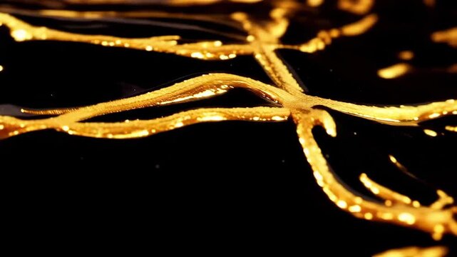 Golden stars shine over an old brown twine knot and a flaming cord loop arranged in a decorative frame design on a black background Shiny gold abstract background motion Video