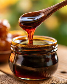 Rare Himalayan Mad Honey Dripping From Wooden Spoon
