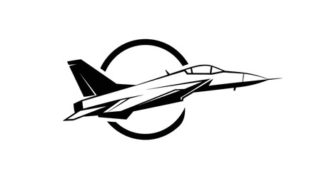 Jet Silhouette in Flight: A sleek jet fighter soars through the sky, its powerful form captured in a striking silhouette against the vast expanse, embodying speed and precision. © sogon
