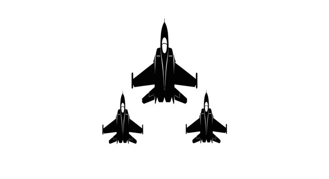 Aerial Formation: A squadron of stealthy fighter jets maneuvers in a strategic formation, representing power, precision, and the art of aviation.