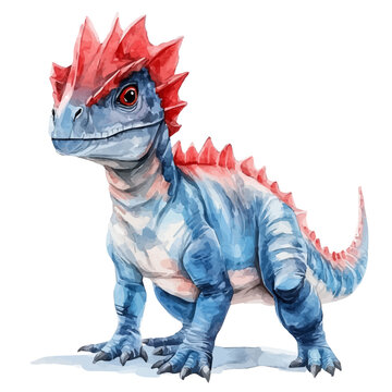Carnotaurus, illustration watercolor with dynamic strokes and balanced color harmony, isolated on a white background.