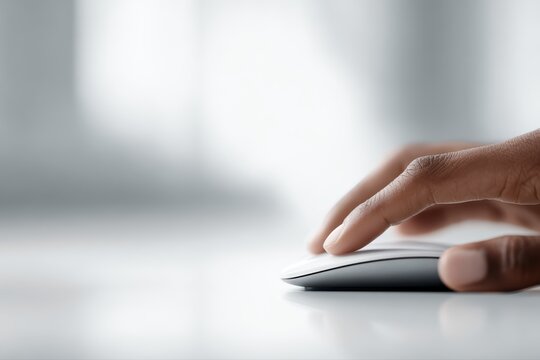Hand using computer mouse, technology concept