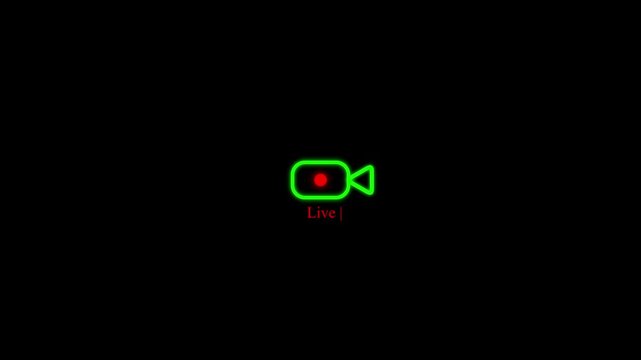 Live streaming sign icon animation, online camera recording overlay animation, Red live streaming symbol, 4k Animated red button live streaming broadcast suitable for TV Shows,