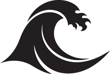 Obraz premium Black stylized wave with dragon head illustration isolated on transparent background, Vector