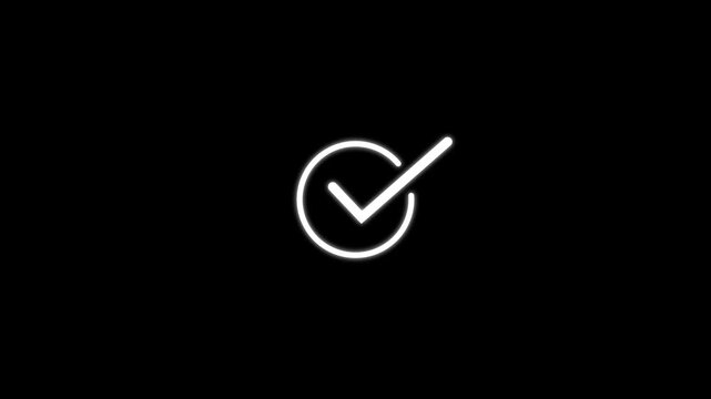 White check mark animation icon tick sign accept select confirm correct agree animated.  Check Mark, Tick, Yes, OK Symbol Animation. approved tick mark icon