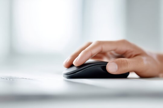 Hand using computer mouse, technology concept