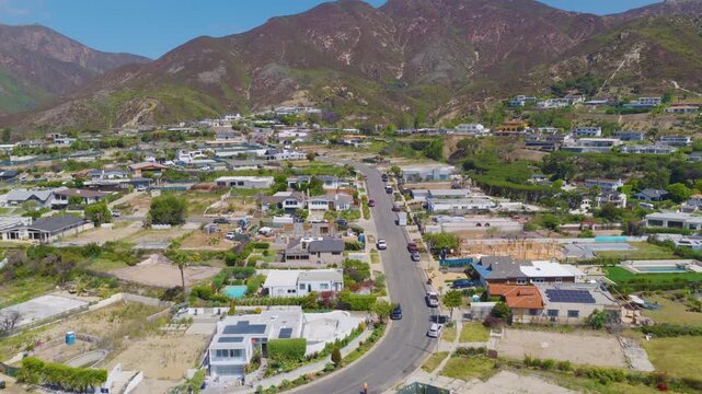 Pacific Palisades Hillside Aerial View of Homes and Mountains 01