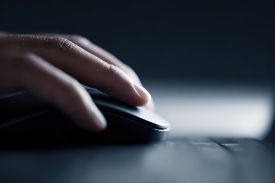 Hand using computer mouse, technology concept