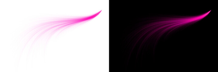 Pink glowing magic trail with motion blur and sparkling light particles on transparent background for romantic energy and feminine spell effect style. © Design_Tree1