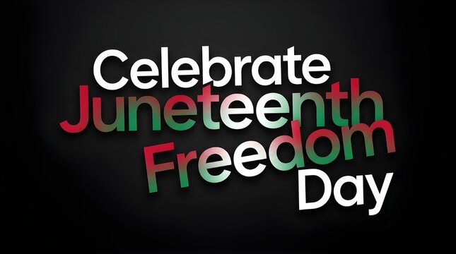 Juneteenth Freedom Day Celebration Background with Colorful Text on Black