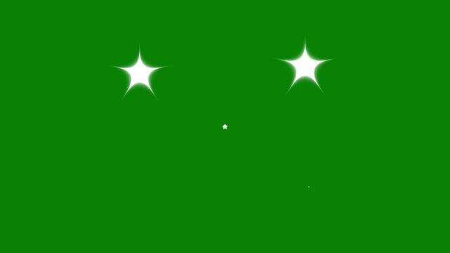 Glow twinkle movement timeline, energy explosion video. fast blinking lines, flat vector doodle animation, glowing glitter trail effect, Glowing stars sparkle on green screen background 4k
