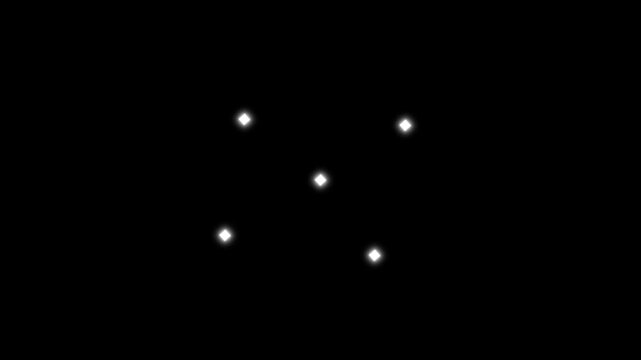 Glowing stars sparkle on transparent background.Twinkling star, vector star light effect doodle style  Twinkling star motion graphics with black screen background.4k animison