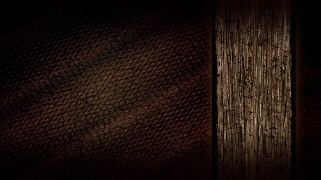Cinematic Texture Background with Wood Sidebar and Darkened Leather Surface, Copy Space, 4K Seamless Loop