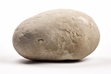 Fototapeta premium Isolated smooth gray river rock on pure white background providing clean copy space