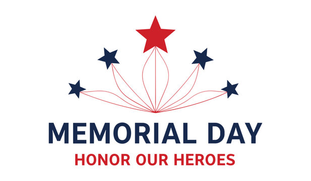 Red and blue memorial day with star shapes and text