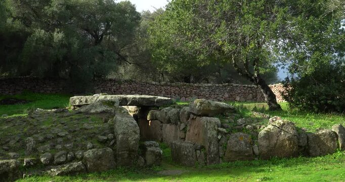 The Giant's Tomb of Moru (Tomba dei giganti di Moru), an archaeological site in Arzachena in Sardinia.