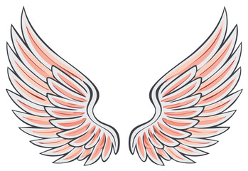 Naklejka premium Angel wings illustration with pink feathers for fantasy and design