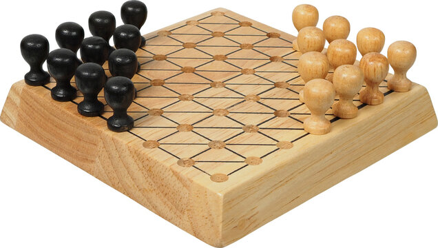 Mini Chinese checkers game for two isolated on white background