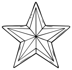 Obraz premium Simple Outline Drawing of a Five-Pointed Star with Defined Facets and Edges