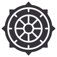 Obraz premium Elegant Dharma Wheel Symbol Representing Buddhist Teachings and Noble Eightfold Path for Spiritual Growth