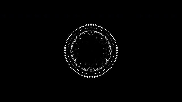 A graphic circular loop of rhythmic audio frequency sound waves in the background