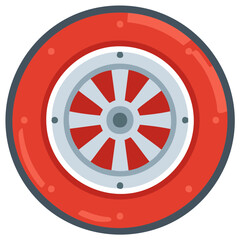 Obraz premium Stylized Illustration of a Red Wheel with Spokes and Fasteners for Design Elements