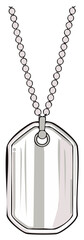 Fototapeta premium Blank military dog tag pendant on a silver beaded chain representing identity and service