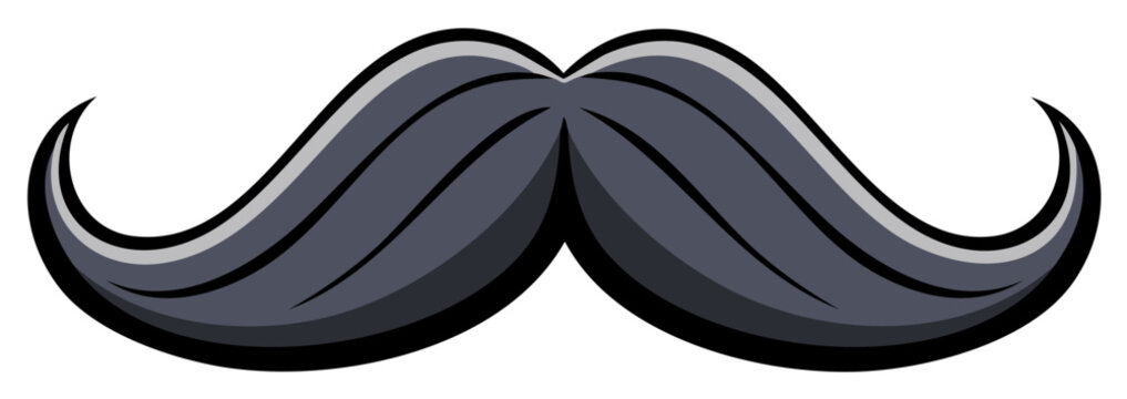 Stylized black handlebar mustache icon with smooth curves and bold outlines