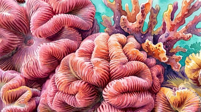 Vibrant Coral Reef Ecosystem: A Detailed Underwater Scene Showcasing the Beauty and Biodiversity of Marine Life, Including Colorful Coral Formations and Diverse Species.