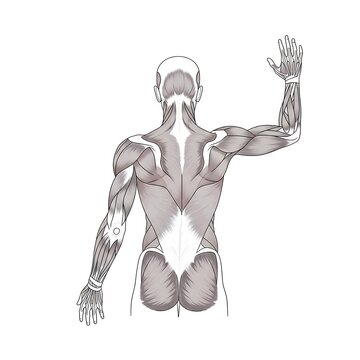 Human muscle anatomy back view.