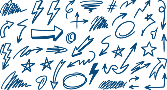 Various Hand-Drawn Arrows and Symbols for Creative Use