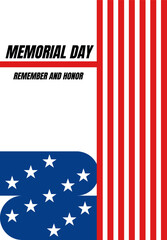 Obraz premium Memorial Day. Remember and Honor Poster Vector. Red Lines White Stars White and Purple Background Beautiful Design.