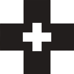 Fototapeta premium Black and white plus sign symbol.