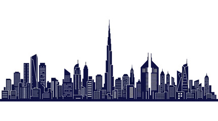 Obraz premium Dubai skyline silhouette modern architecture and urban landscape vector illustration