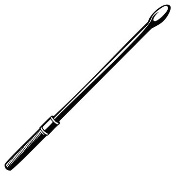 Sounding Rod Vector Illustration Black and White, Medical Tool, Urethral Dilator, Sounding Device