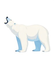 Fototapeta premium Illustration of a large, white bear standing on its hind legs with its mouth open, showcasing its teeth