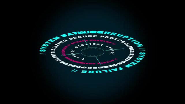 Futuristic HUD System Failure Data Corruption Loop Animation