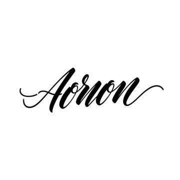Black Calligraphic Name Aaron.