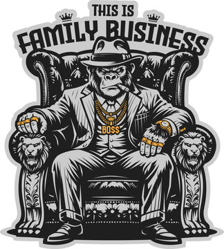 Mafia Monkey Boss Mascot